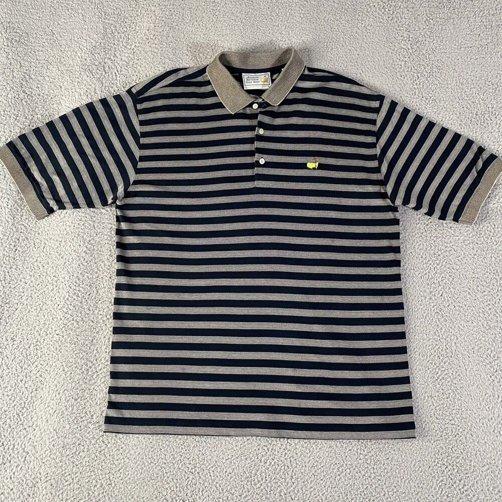 Vintage Masters Augusta National Golf Shop Polo Shirt Mens Large Black Gray 80s